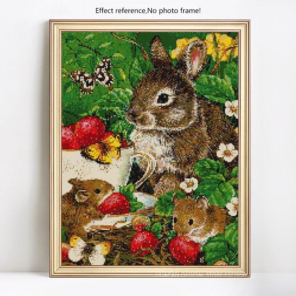 Diamond Embroidery Butterfly And Squirrel Full Round Picture Rhinestone Diamond Painting 20X30CM