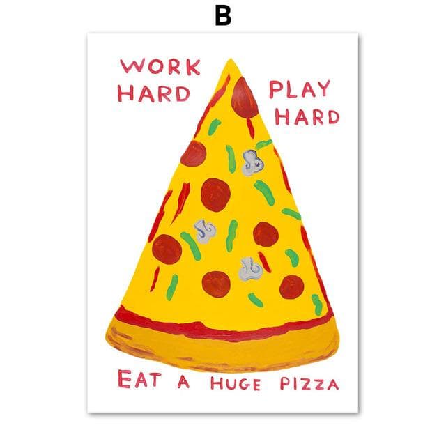 Abstract Art Poster David Shrigley Pictures for Home Deisgn Work Hard Play Hard Canvas Wall Art Prints Frameless Prints No Frame 60*90cm