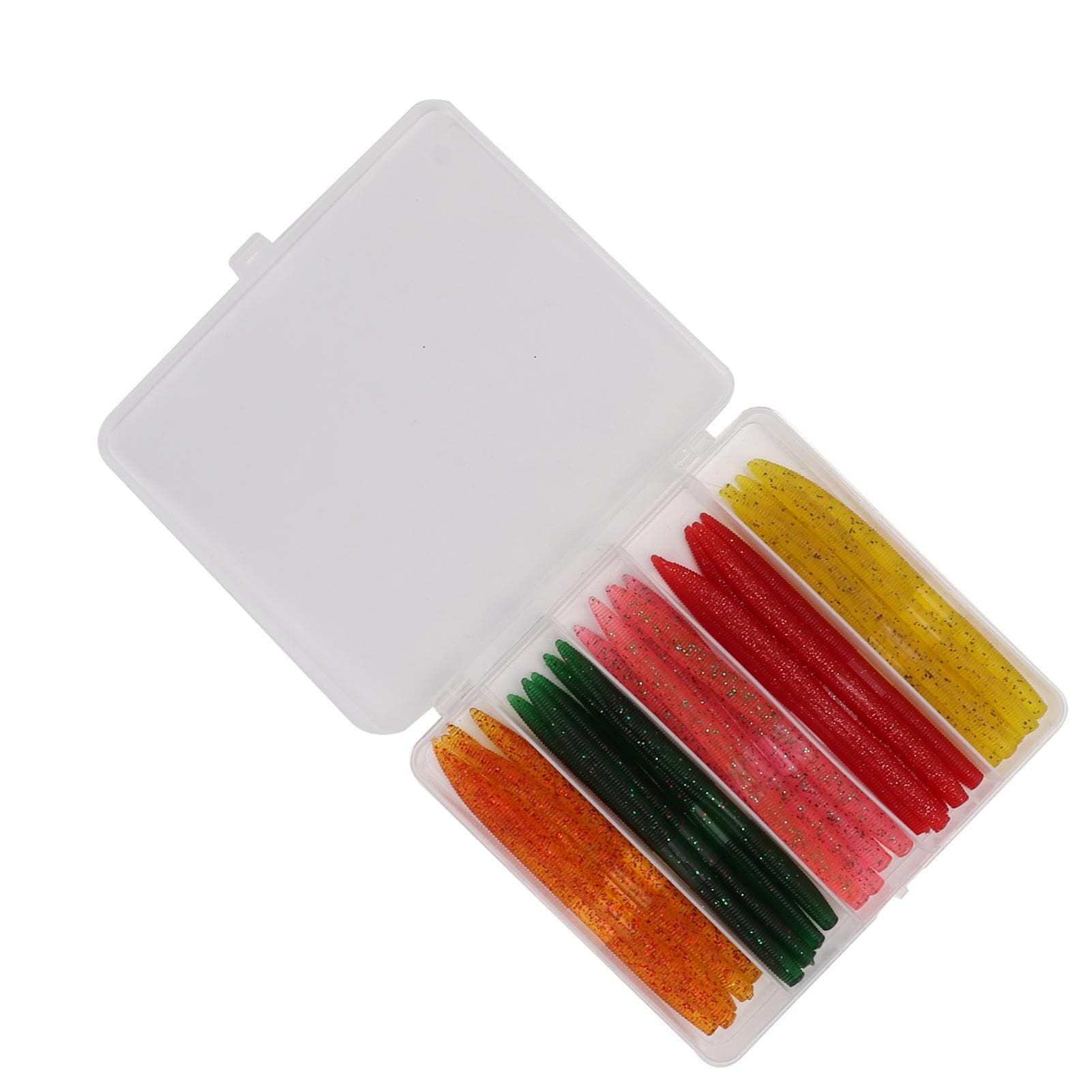 50pcsbox Noodle Worm Soft Bait Fishing Lure Kit with Rubber O Ring Artificial Soft Bait