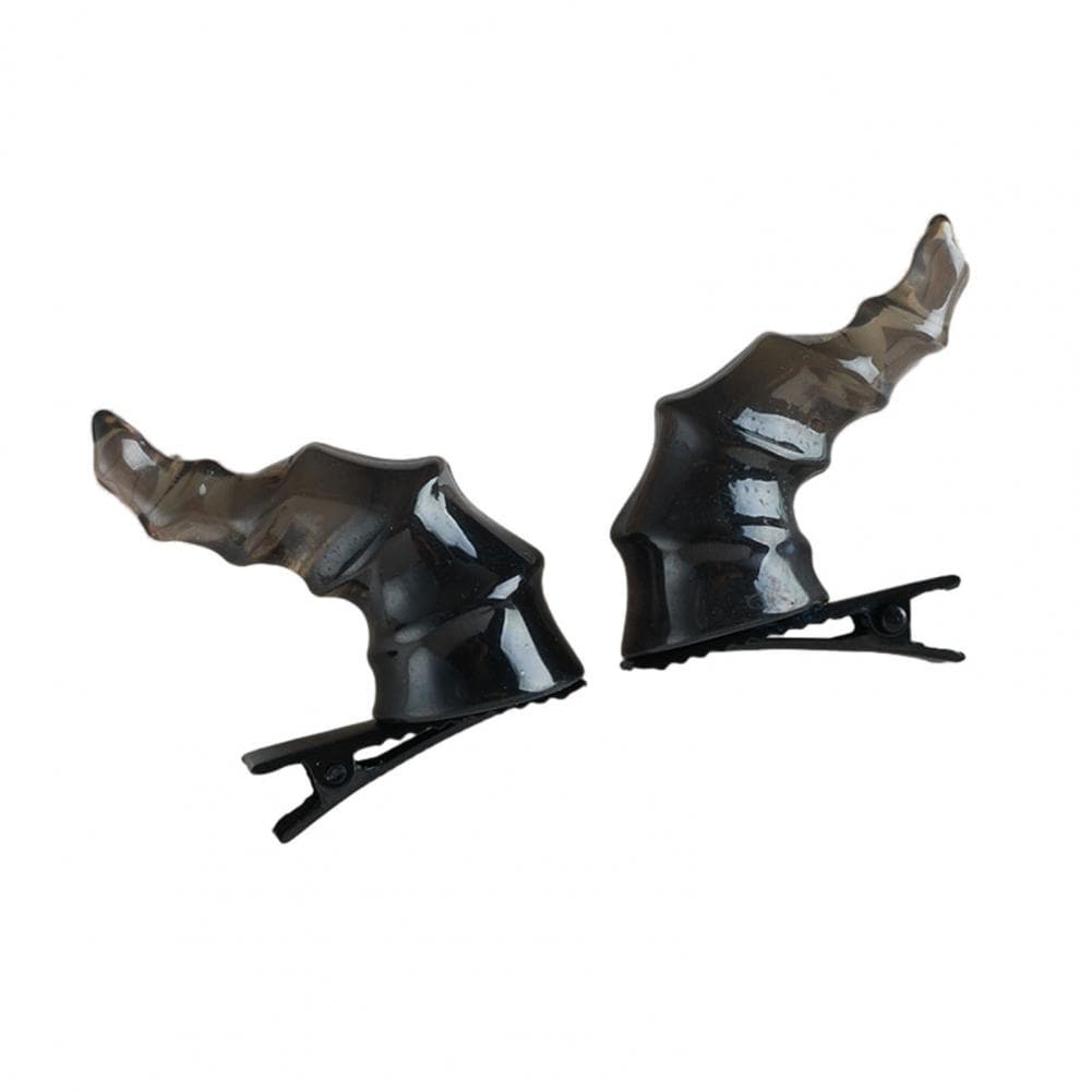 1 Pair Devil Horn Shape Hairpin Goth Hair Clip for Halloween Duck Mouths Horsetail Hairpins Women Hair Accessory for Party black