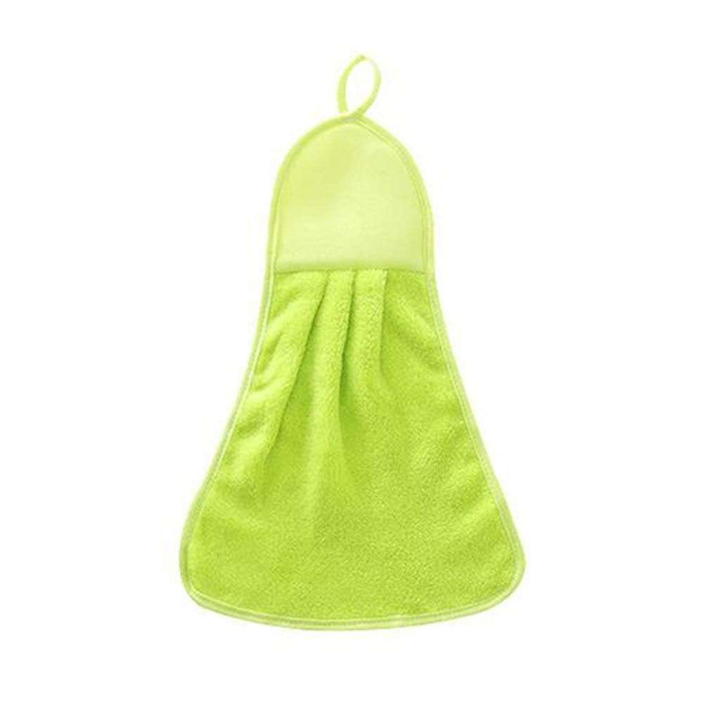 Coral Fleece Hanging Hand Dry Towel Absorbent Bathroom Kitchen Duster Towel Wiper(Green) green