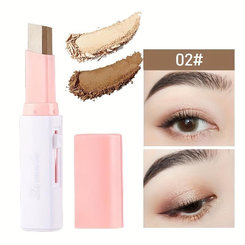 2 In 1 Pearly Highlighter Eyeshadow Stick Makeup Waterproof Long Lasting Glitter Eyeshadow Eyeliner Stick Eyes Makeup Cosmetics 02#