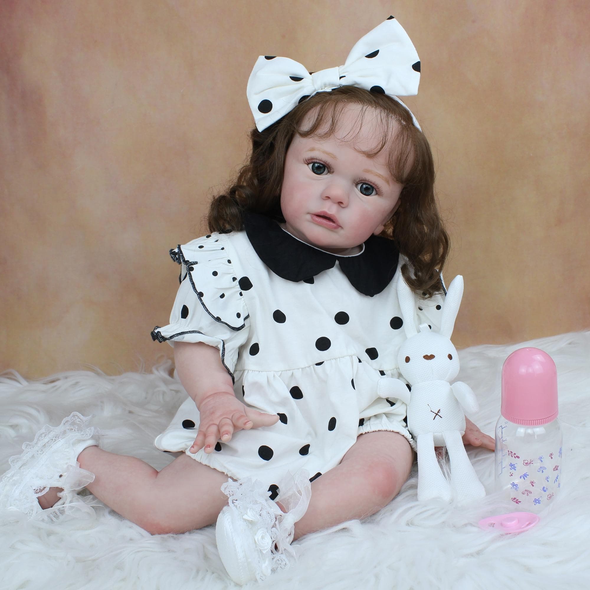 BZDOLL 60 CM 3D-Paint Skin Soft Silicone Reborn Toddler Baby Doll Toy For Girl Lifelike 24 Inch Long Hair Princess Tayra Dress Up Bebe 60cm 3D-paint Skin Doll