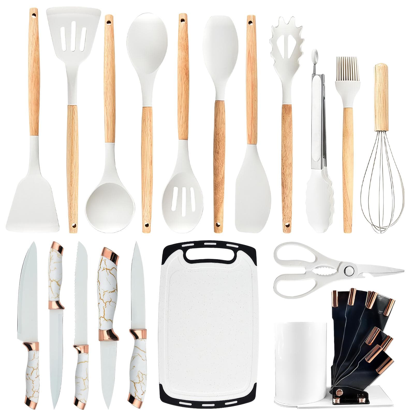 Silicone Cooking Utensils Set 446 Fahrenheit Degrees Heat Resistant Kitchen Utensils Turner Spatula white