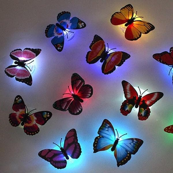 3D Double-layer Three-dimensional Butterfly Wall Decal Butterfly Luminous Small Night Light LED Luminous Bedroom Light Festival Scene Layout 10pcs multicolour