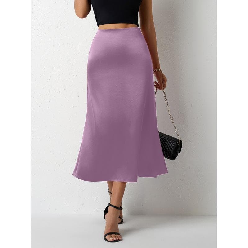 Women's Satin Skirt with Tail Fish Tail for Spring and Summer XXL purple