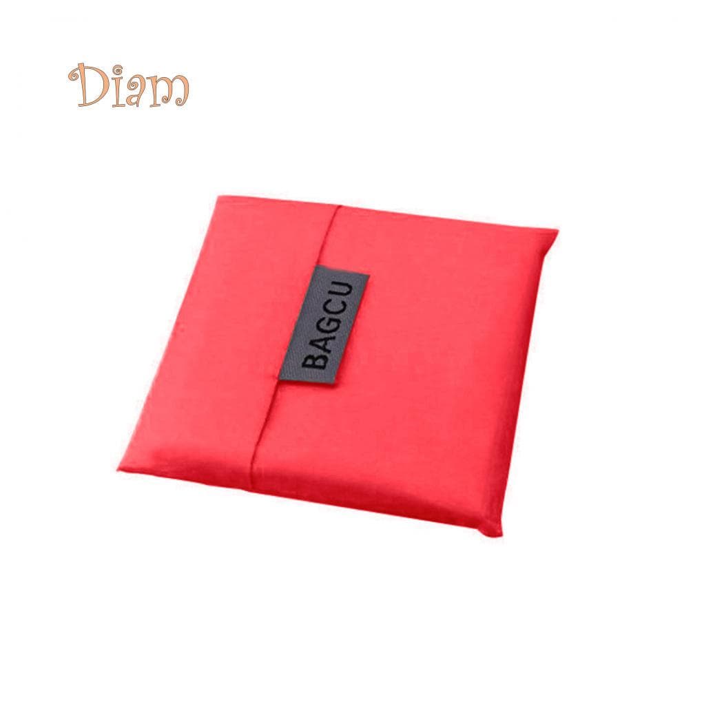 CO&LO Portable Folding Shopping Bag Large Capacity Tote Reusable Square Handle Handbag One Size red