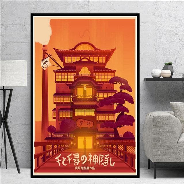 Spirited Away Movie Hayao Miyazaki Japan Anime Canvas Painting Poster Print Wall Art Pictures for Living Room Wall Decor Cuadros 30x40cm No Frame