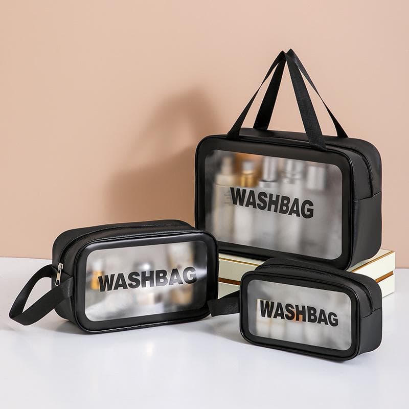Portable Waterproof Toiletries & Cosmetics Bag, Large Capacity, Unisex Swim Bath Storage Small size 21*7*13 black