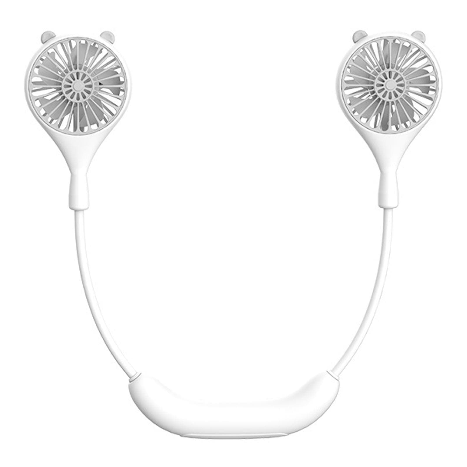 Neck Fan USB Rechargeable Cute Portable Retractable Universal Adjustment Cooling Fan For Outdoor white