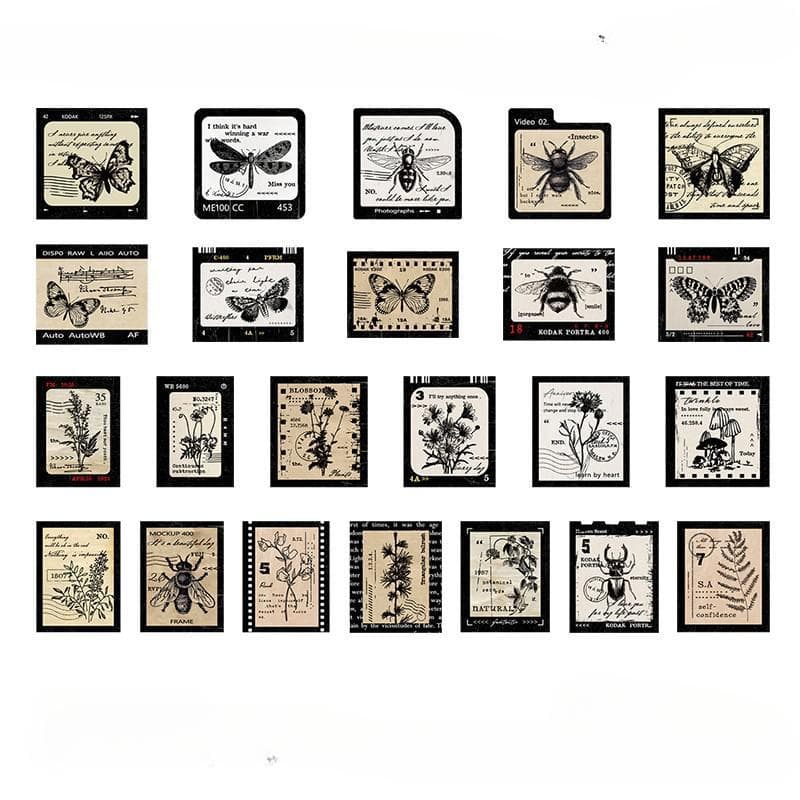 46 Pcs Kawaii Vintage Paper Stationery Sticker Set Animal Plants For Gift Packing Scrapbooking Album Planner Journal Arts Craft