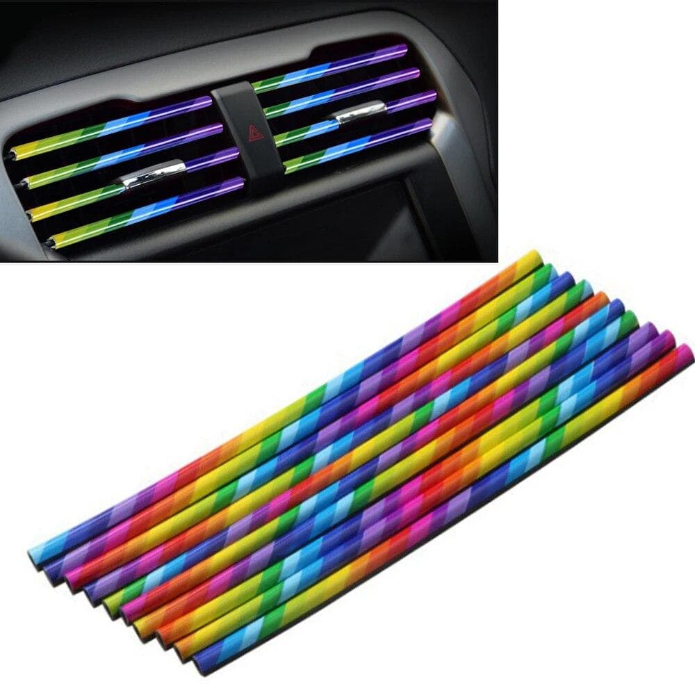 Car Stickers Interior Dashboard Air Outlet Vent Decoration Universal Moulding Strips Car Accessories multicolored
