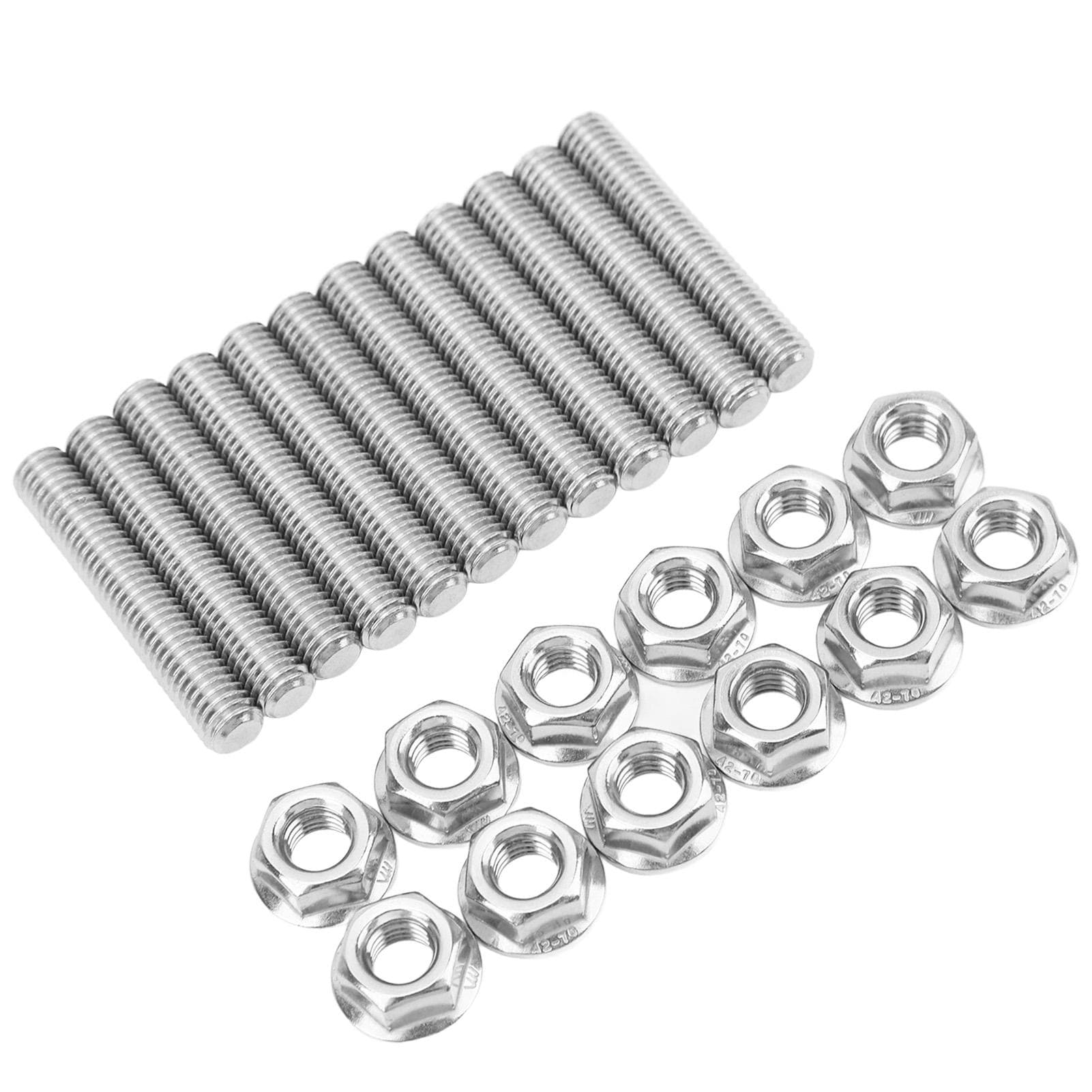 12 Pcs Stainless Steel Cylinder Head Bolt Kit Exhaust Manifold Stud Bolts Replacement for Chevy V8