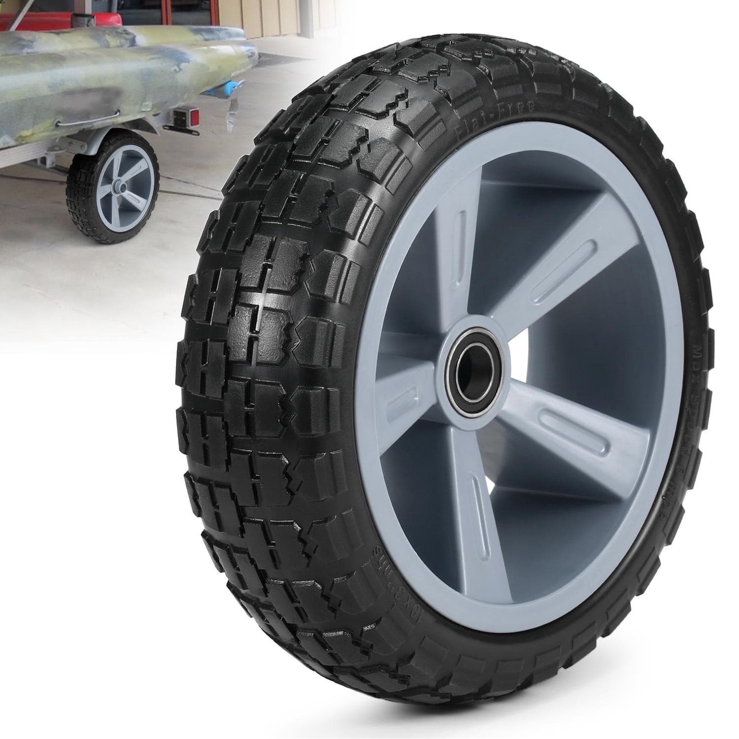 10 Inches Puncture-proof Kayak Trolley Tire Wheel for Kayak Canoe Trolley Cart Replacement Tire black