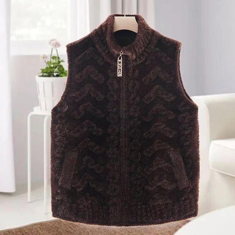 Winter Mink Fur Vest Jacket for WomenLoose Fit Large Size Thick Short Vest Vest Clip 4XL