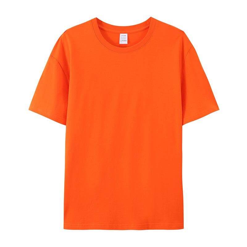 Cotton Short-sleeved T-shirt Men's Fashion Trend Black and White Clothing T-shirt Summer Men's and Women's Shirts with Pure Color Simple Match S orange