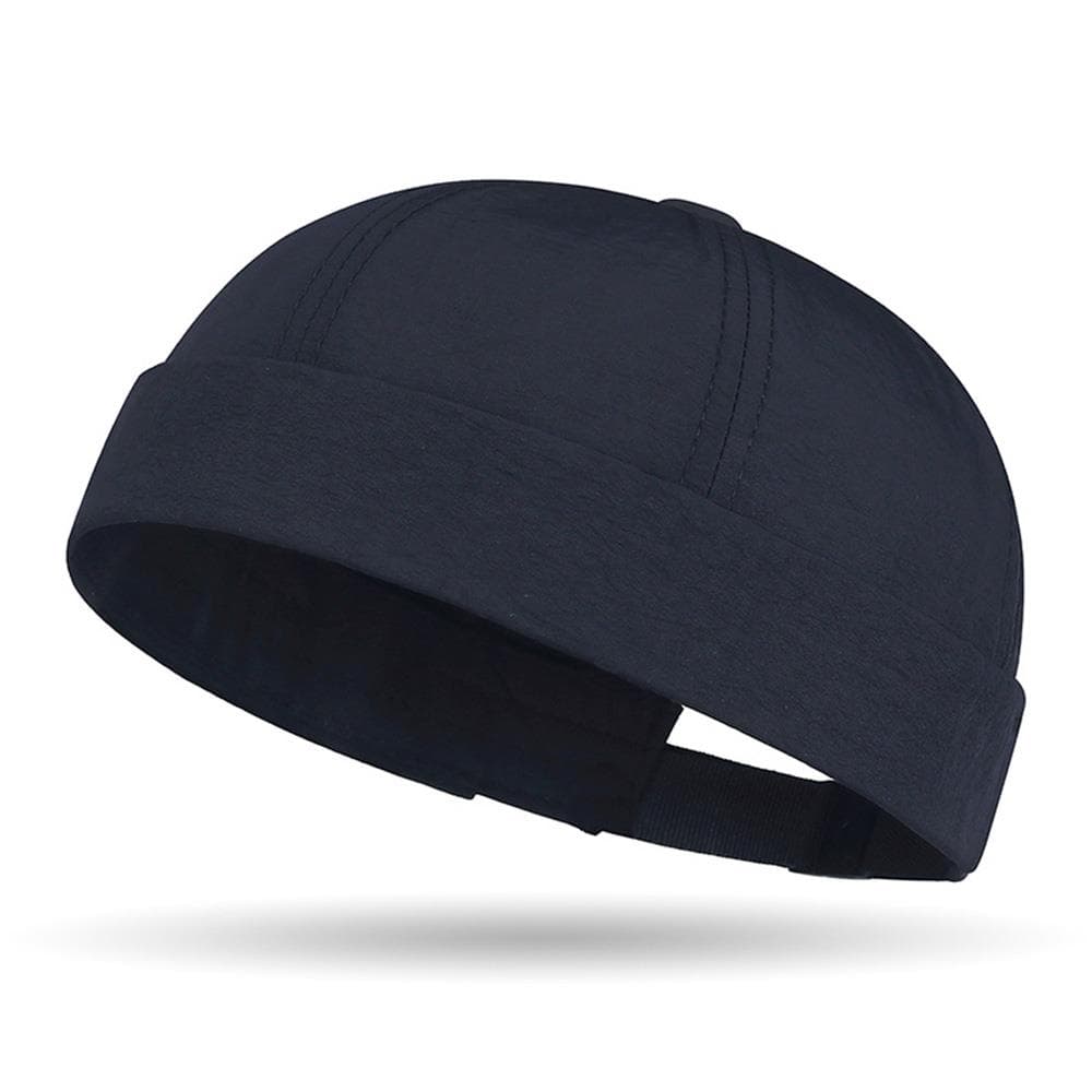 Fashion Solid Color Beanie Hats Skullcap Docker Cap Sailor Cap Men Women Bucket Cap Brimless Hat Adjustable Dad Hat dark blue