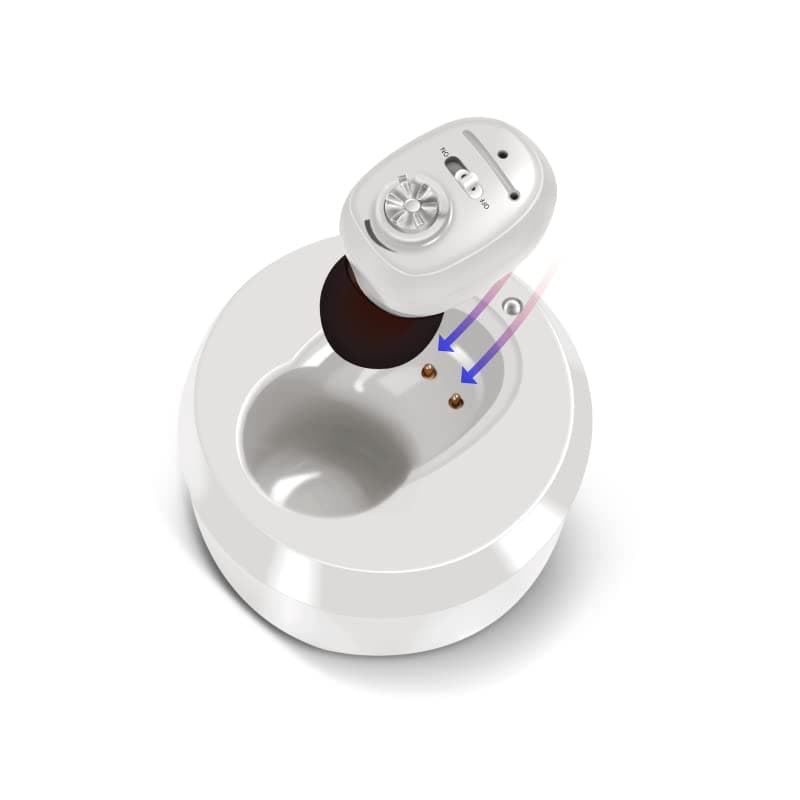 Rechargeable Hearing Aids Invisible Digital Sound Amplifier for Deafness Wireless Hearing Aid to Severe hear loss audifonos white