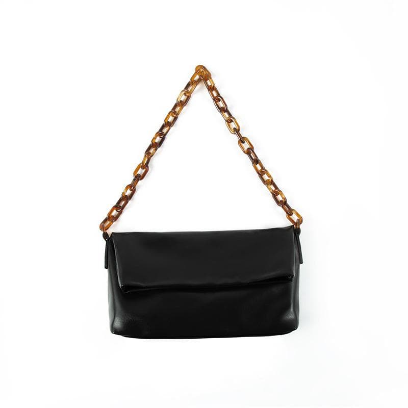 Crossbody Chain Bag Autumn and Winter Fashion Texture Large Capacity Soft Leather Bag Underarm Shoulder Bag Woman black