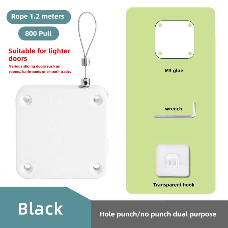 Automatic Sensor Door Closer Punch-Free Adjustable Surface Door Stopper Automatically Close Door Bracket Closer Home Improvement 800G +1.2 meters white