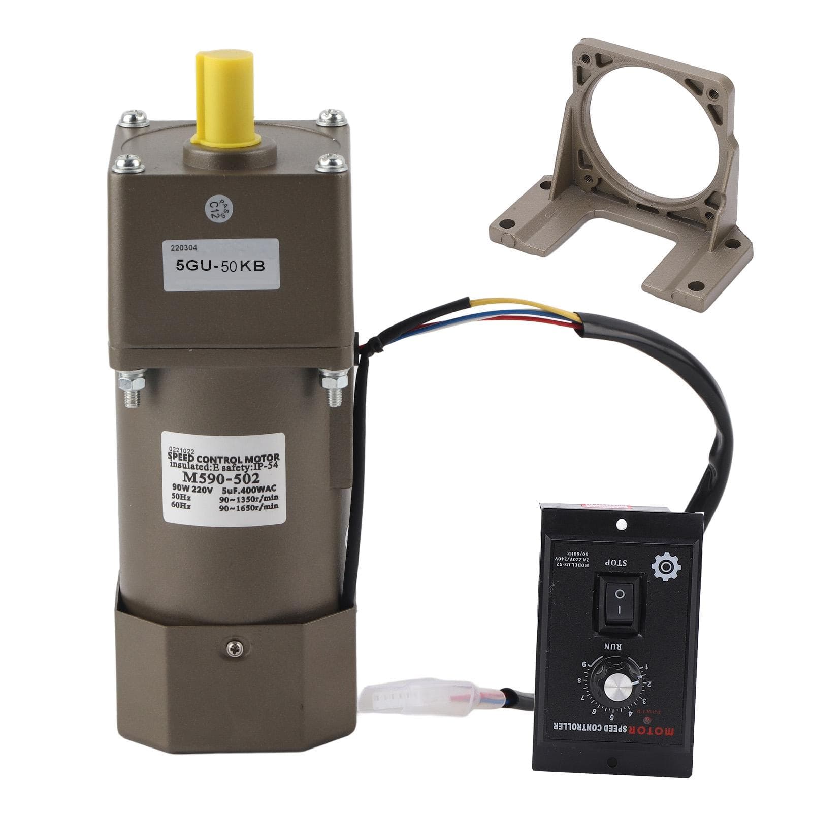 AC 220V 90W Single Phase Asynchronous Gear Motor Deceleration Adjustable Speed(100K)
