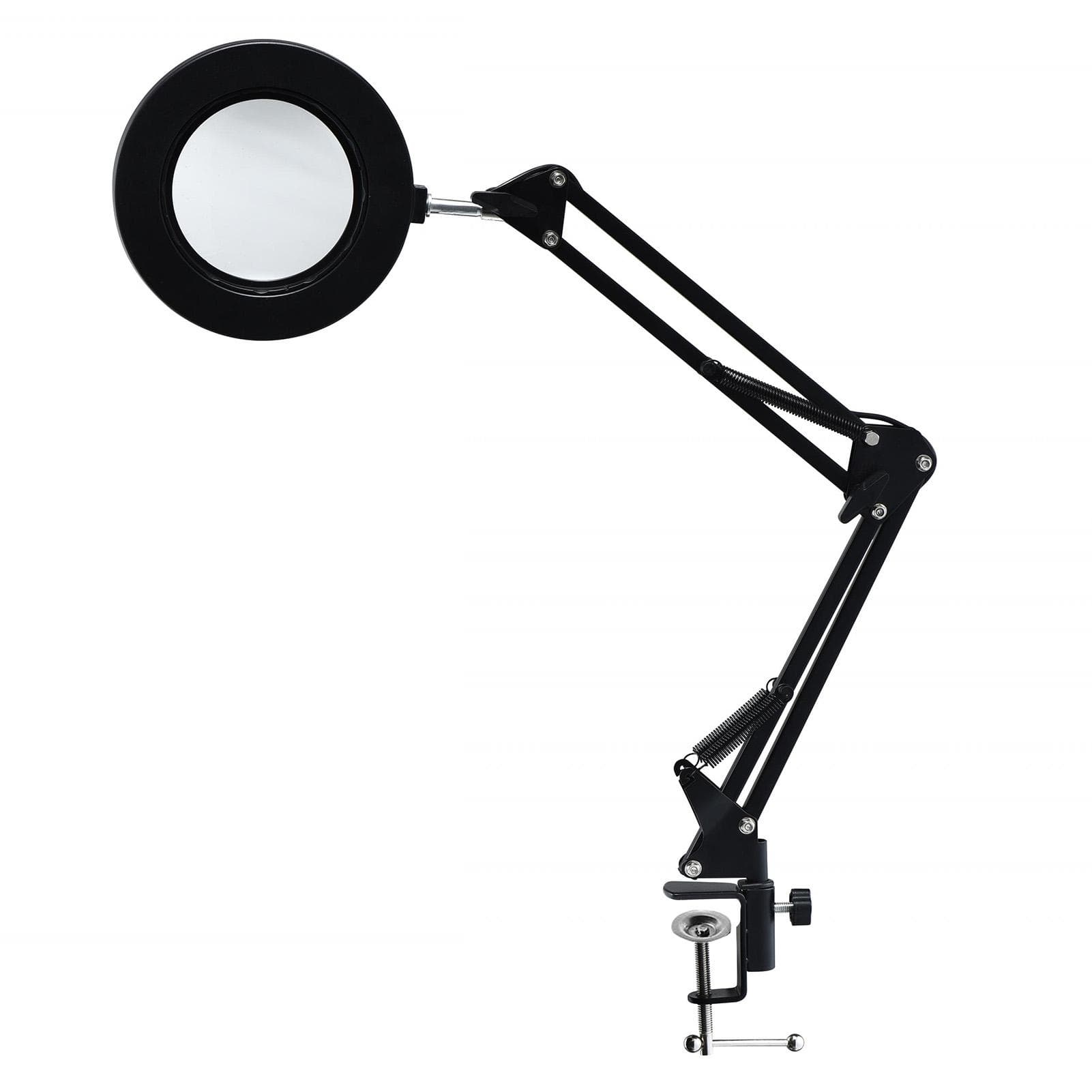 10X Magnifying Glass with LED Light Flexible Arm Brightness Adjustable 3 Colors Workbench Light black