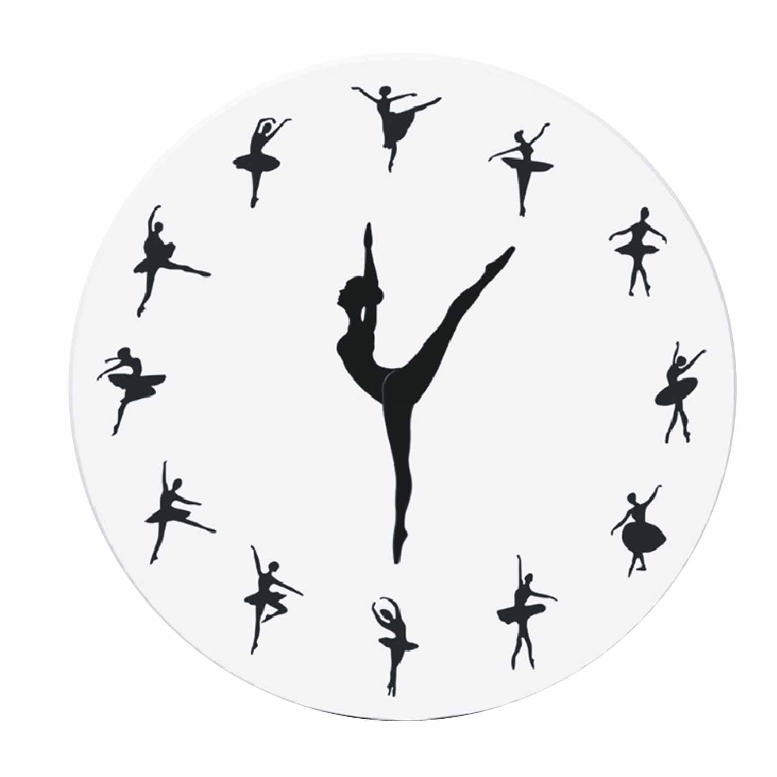Ballerina Wall Clock Silent Acrylic Ballet Dancing Hanging Decor for Home Living Room Bedroom