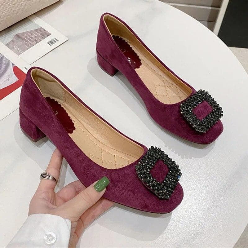 Fashion Office Lady Dress Shoes Women Pumps Brand Woman Party Shoes Elegant Low Heels 3cm Black Pink Plus Size 42 42 purple