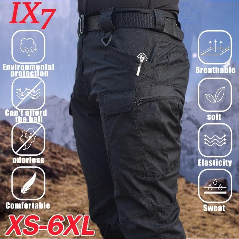 New 6XL Men's Army Pants Waterproof High Quality Tactical Pants Users Outside Hiking Sports Pants Multi-pocket Cargo Pants Work Pants Athletic Pants SIZE S black