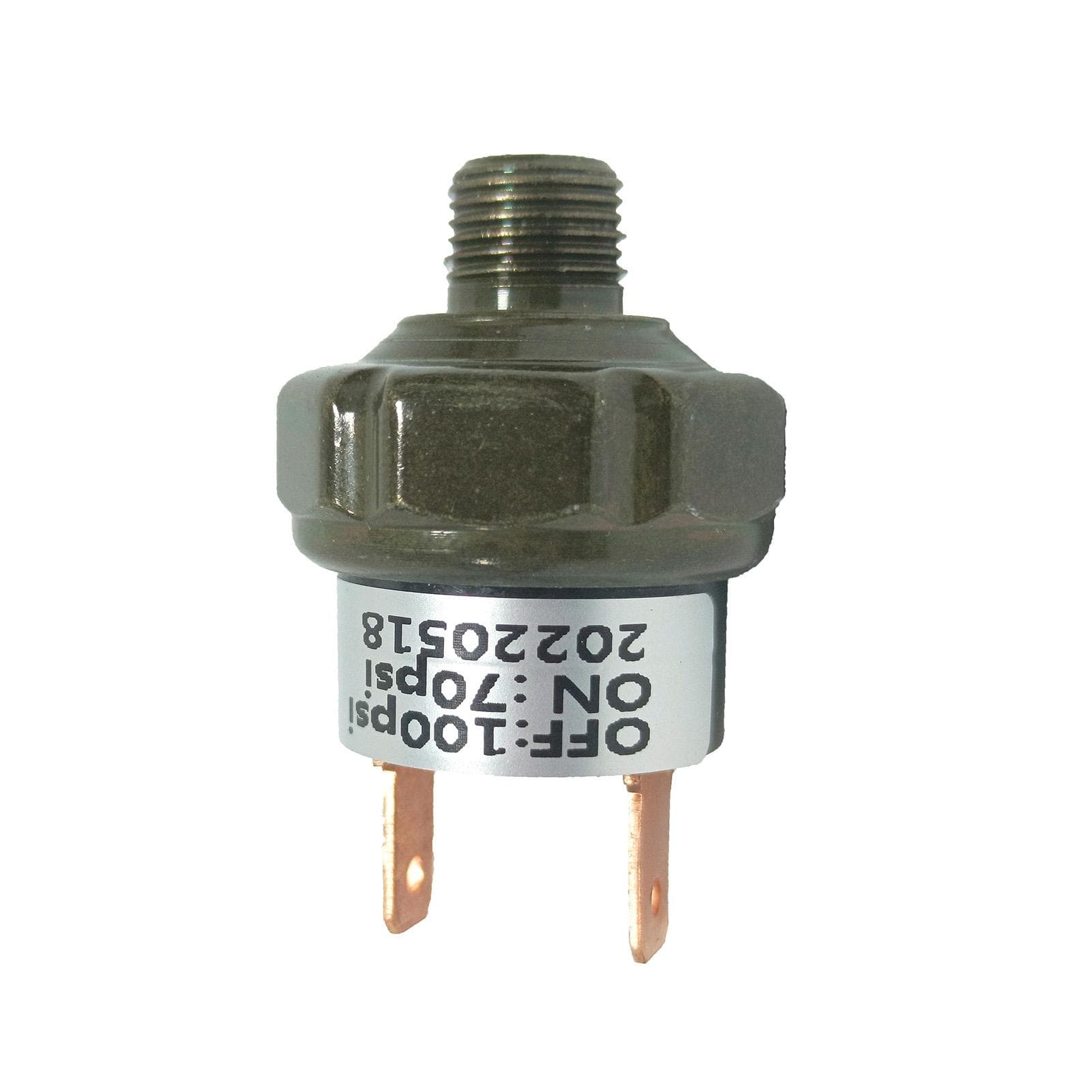 Air Pressure Switch Tank Mount Type 1/4 NPT 145-175PSI/ 1/8 NPT 70-100PSI 12/24V for Train/Air Type2 green