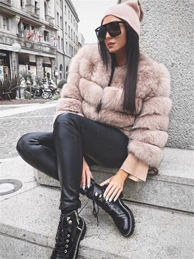 Warm Winter New Fashion Faux Fur Jackets For Women 2022 Mink Coats Women Autumn Winter Top Fashion FAUX Fur Coat Elegant Thick XL pink