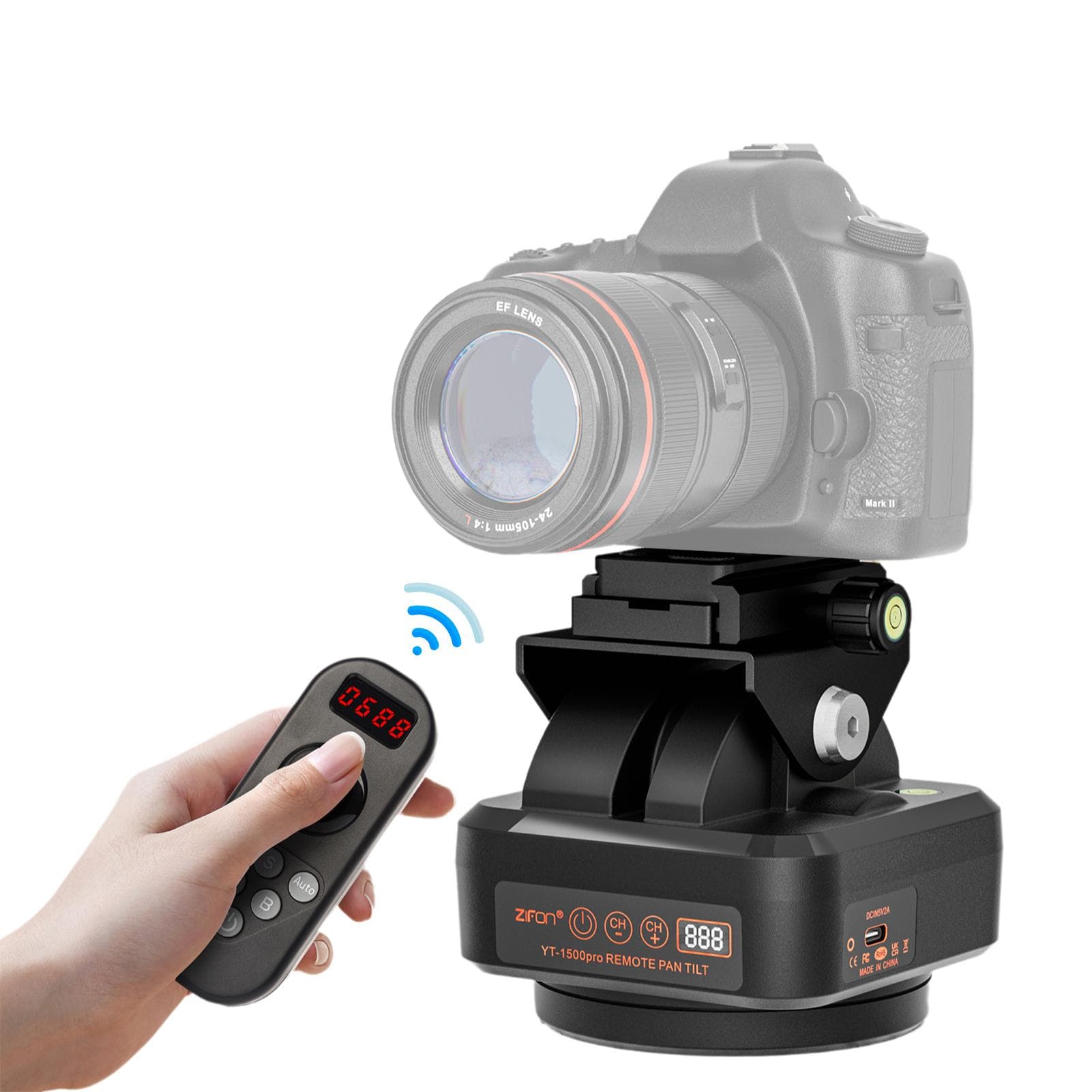 ZIFON YT1500pro Remote Control Pan Tilt Head Motorized Panoramic Head 360 degrees Rotating Panoramic black