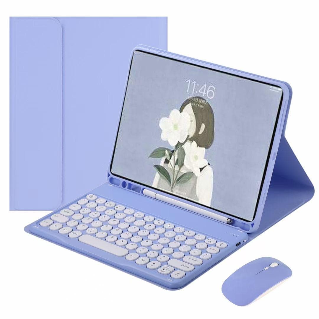 Suitable for iPad 10th generation 10.9 protective cover round keycap Bluetooth keyboard 10.2tpu 0 purple