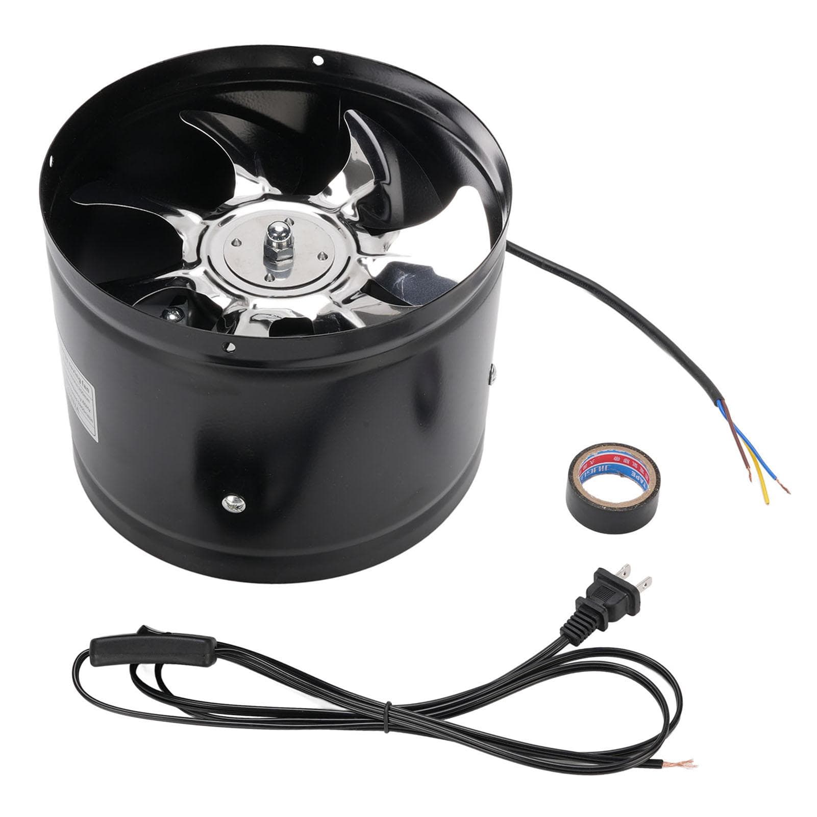 Duct Fan Low Noise 2800RPM High Speed 80W 8 Inch 7 Blades Duct Exhaust Fan for Kitchen Range Hood