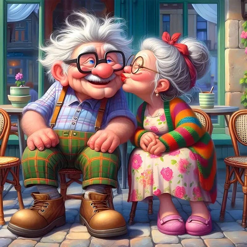 Couple DIY Diamond Paintings Old Woman Diamond Embroidery Complete Kit Old Man New Mosaic Decor for Home Round 50x50cm