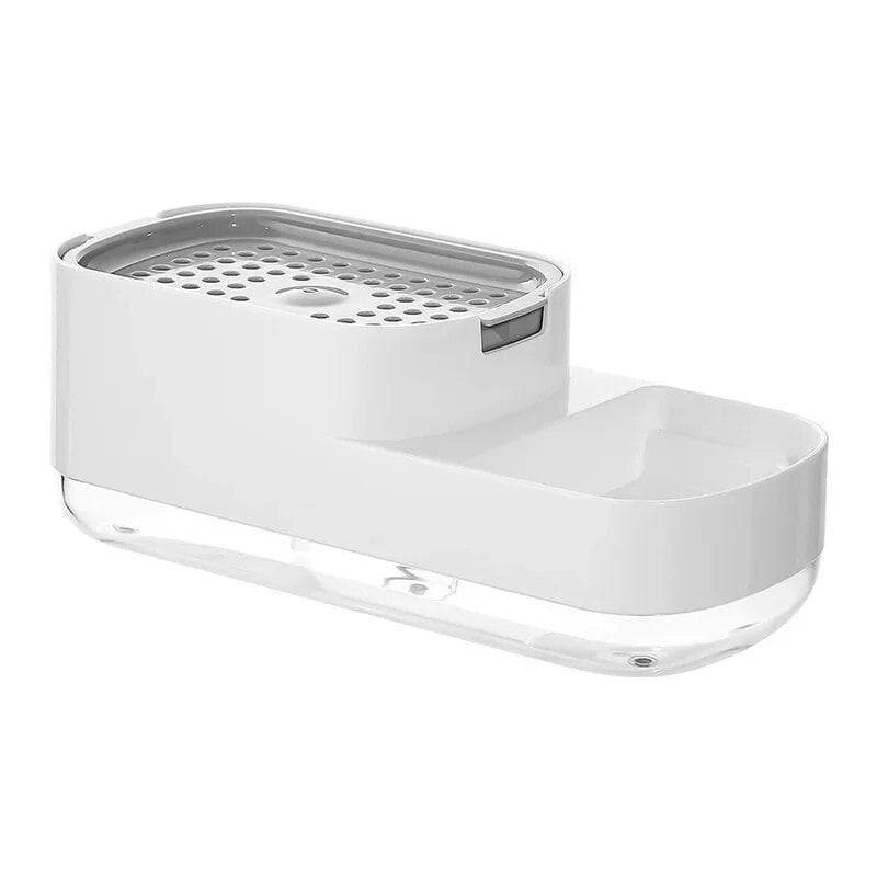 Liquid Soap Dispenser Kitchen Sponge Brush Storage Box Manual Soap Dispenser For Kitchen white