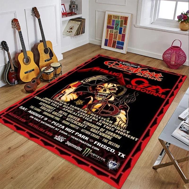 Ozzy Osbourne Band Printed Carpet Living Room Bedroom Fashionable and Aesthetic Anti slip Carpet Photography Props Birthday Gift 90cm by 60cm
