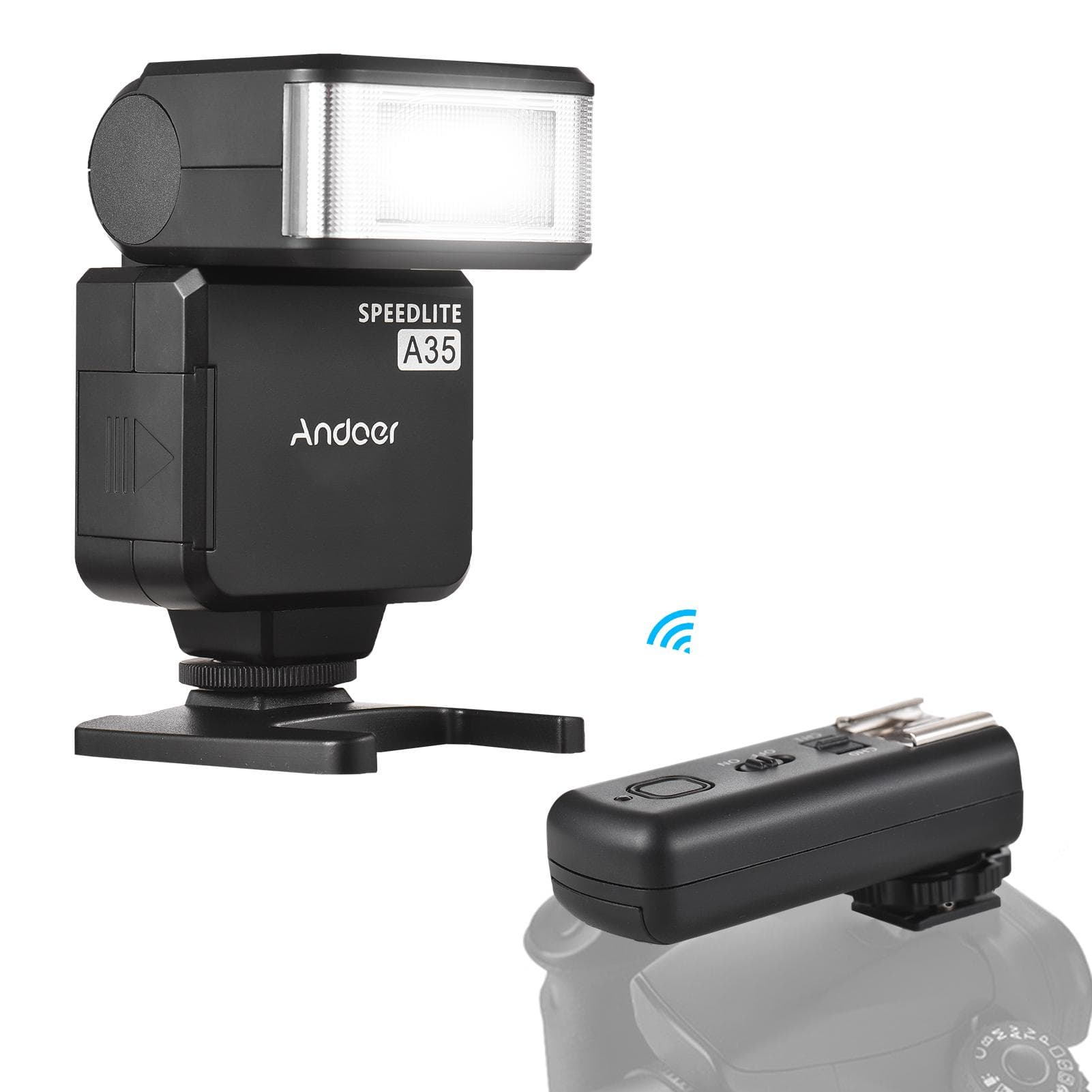 Andoer A35 Universal On-Camera Flash Electronic Speedlite with Universal Hot Shoe GN32 Wireless black