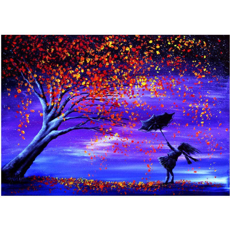 5D DIY Full Round Diamond Painting Tree Pattern Cross Stitch Diamond Embroidery 20X30CM