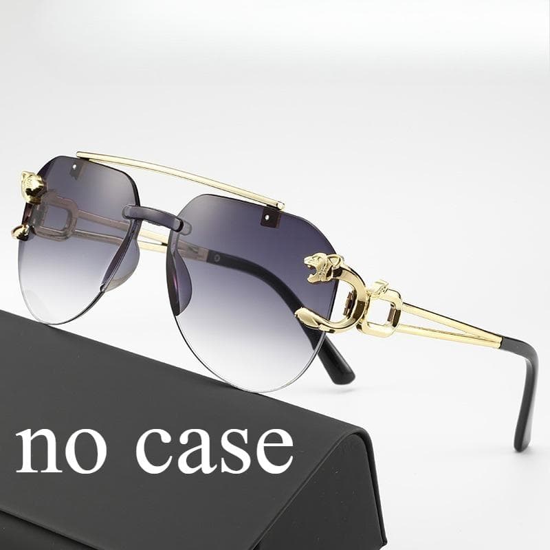 Frameless Cut Edge Sunglasses Toad Shaped Gradient UV Resistant Large Frame Sunshade Glasses for Men Women