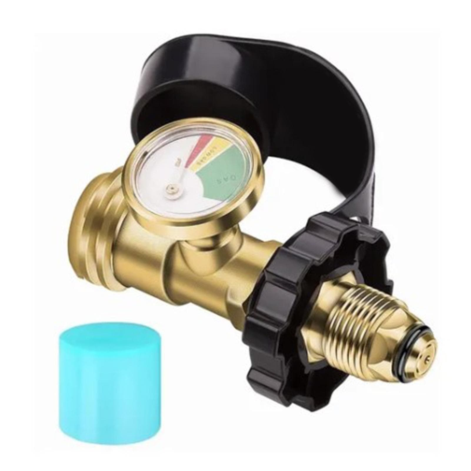 POL to QCC Thread Gas Tank Refill Adapter with Gauge Air Pressure Reducing Valve Connector