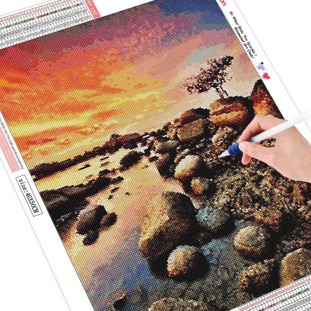 Diamond Embroidery Full Round Seaside Diamond Painting 5d Landscape Picture Rhinestone Diamond 20X30