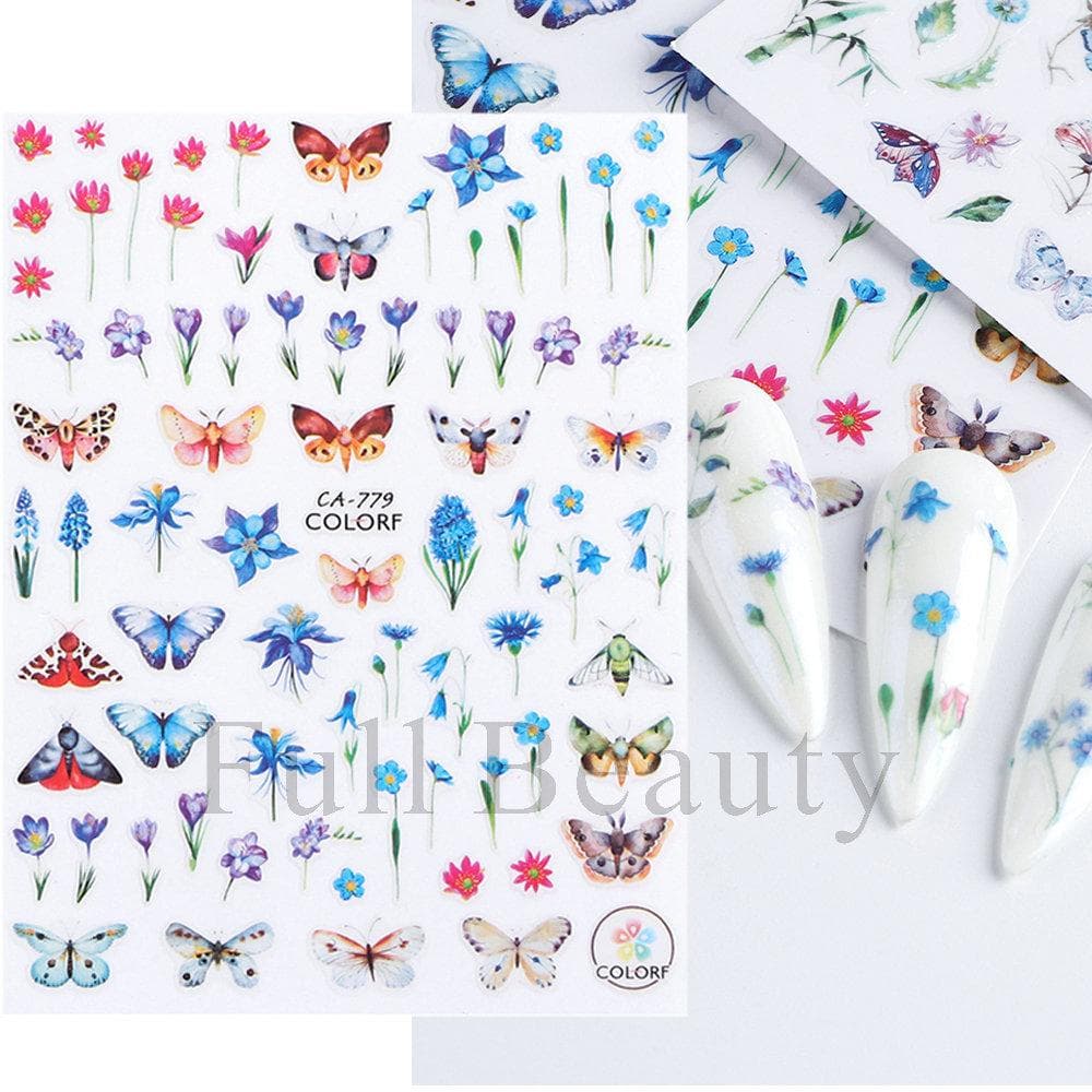 1Pc 3D Nail Stickers Flower Plants Nail Art Decals Floral Leaf Spring Sliders Manicure Decor