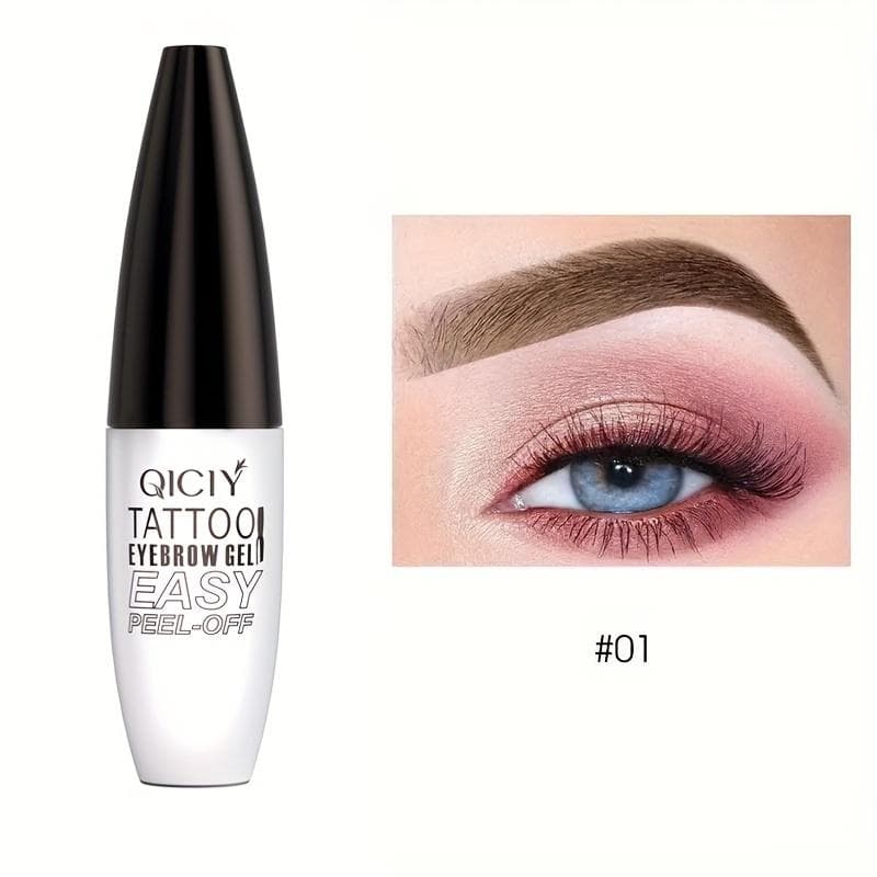Peel-Off Eyebrow Gel Tint Semi-Permanent Waterproof Brow ColorTransfer-Proof Eyebrow Gel Fuller & Defined Eyebrows with Easy Application Tools 01#