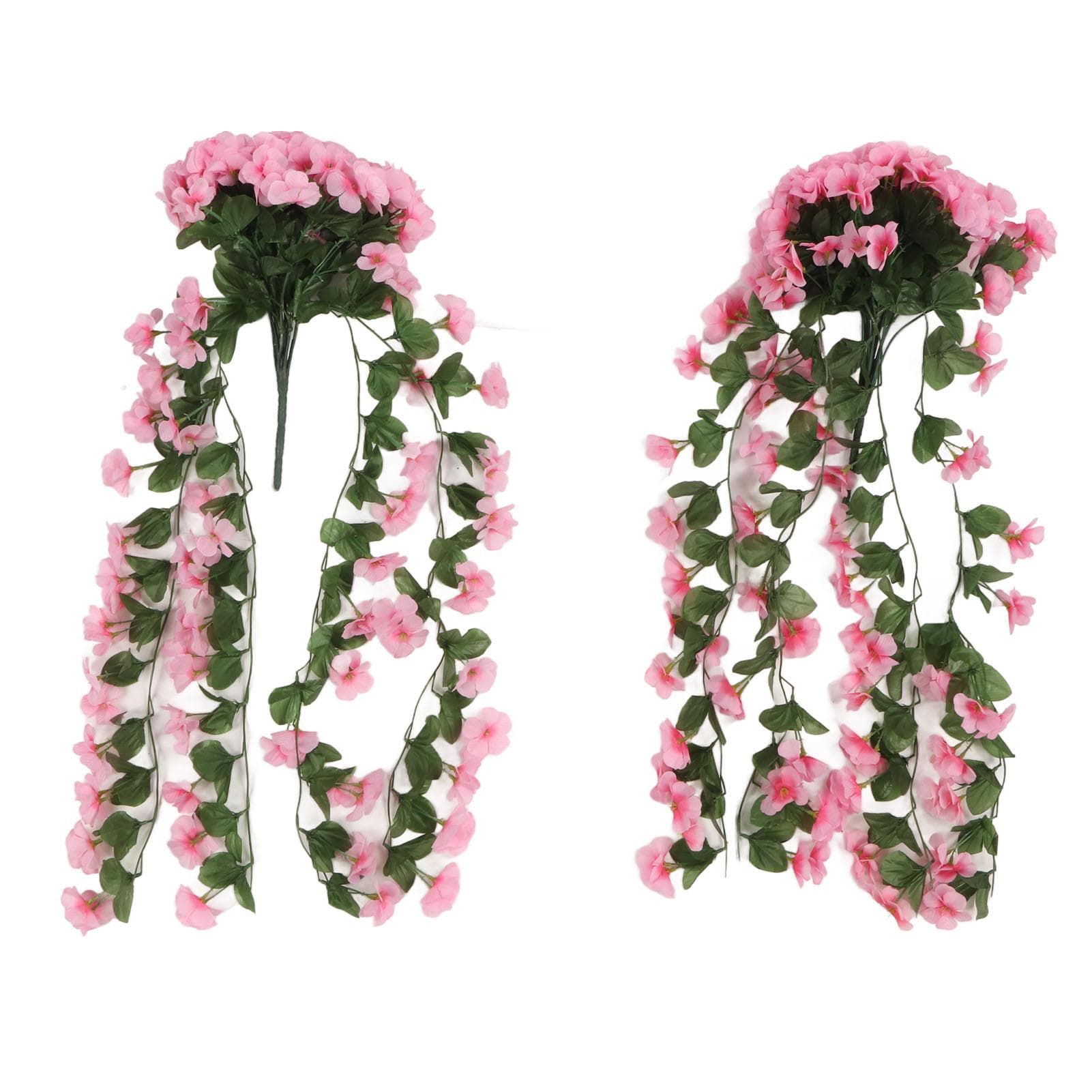 2PCS Artificial Violet Hanging Flowers Simulation Plastic Fake Plants for Decoration Garden Patio pink