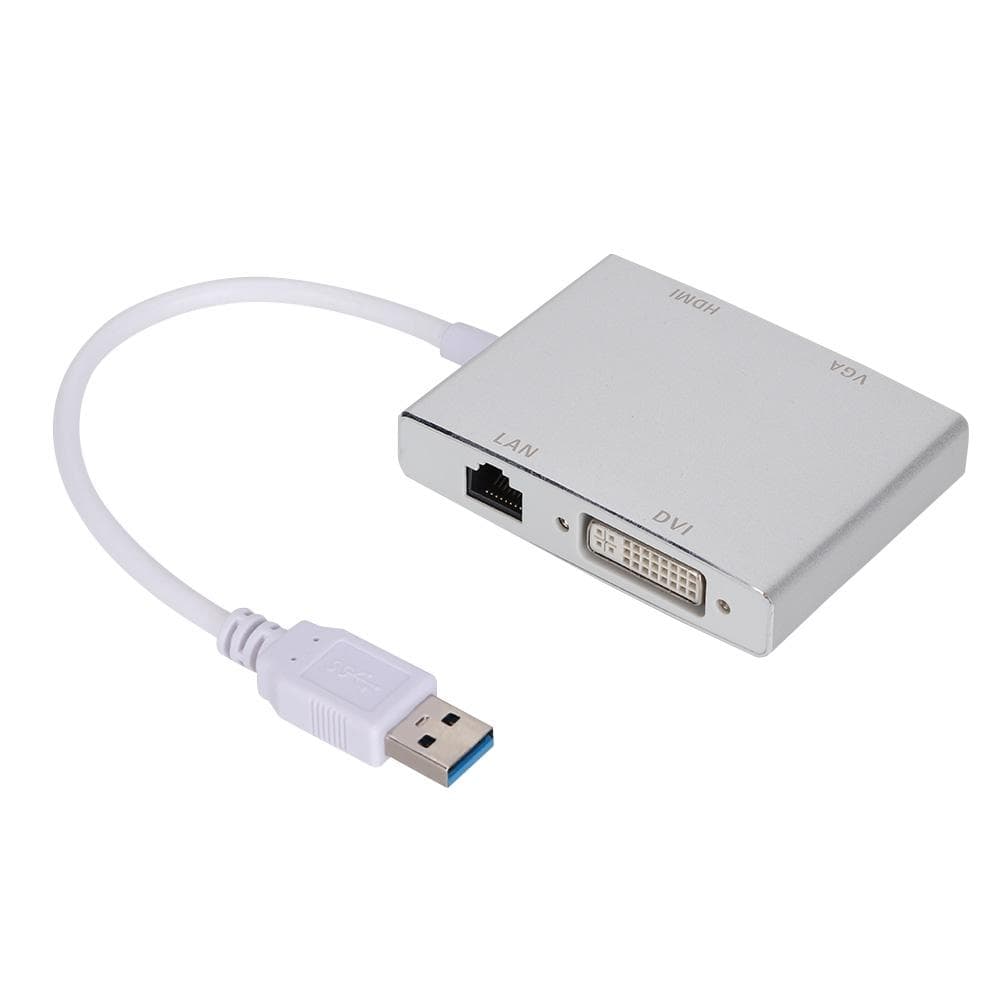 High Quality MultiFunctional Aluminum Alloy USB 3.0 to VGAHDMi LAn TDVI Converter Adapter