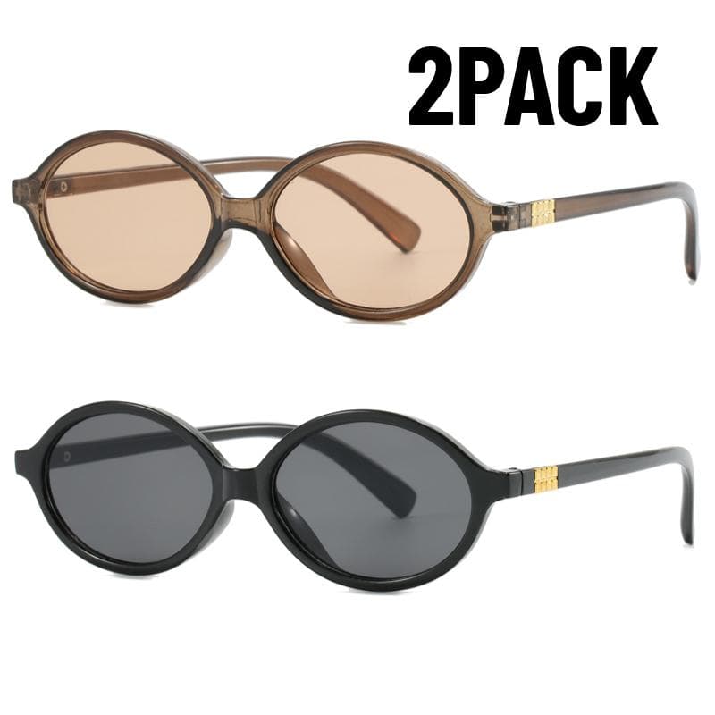 1/2PACK Sexy Small Oval Sunglasses Women Designer Fashion Luxury Shades UV400 Black Vintage Sun Glasses