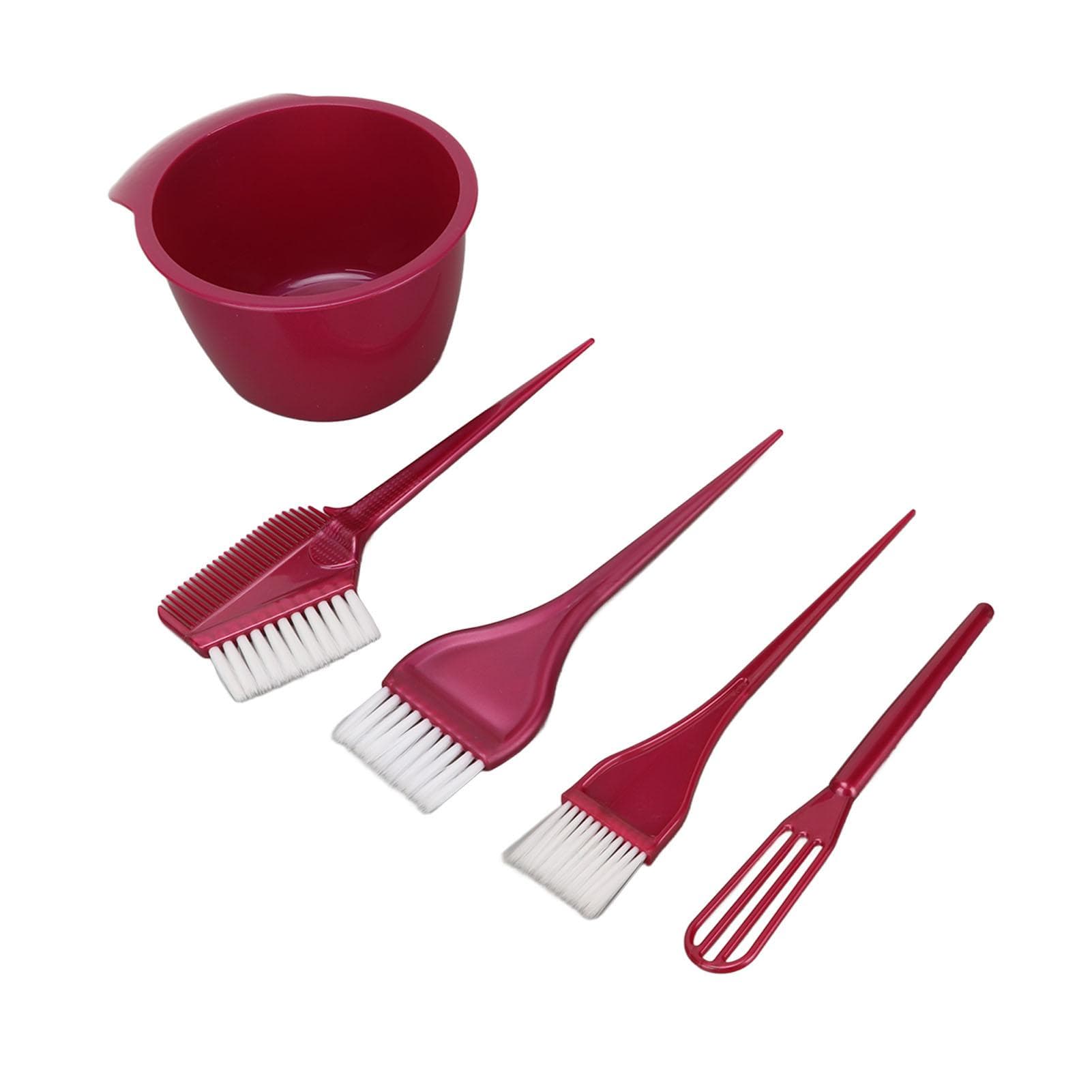 5pcs Hair Dye Coloring Kit Nylon Fiber Brushes Mixing Bowl Pointed Handle Hair Dyeing Tools
