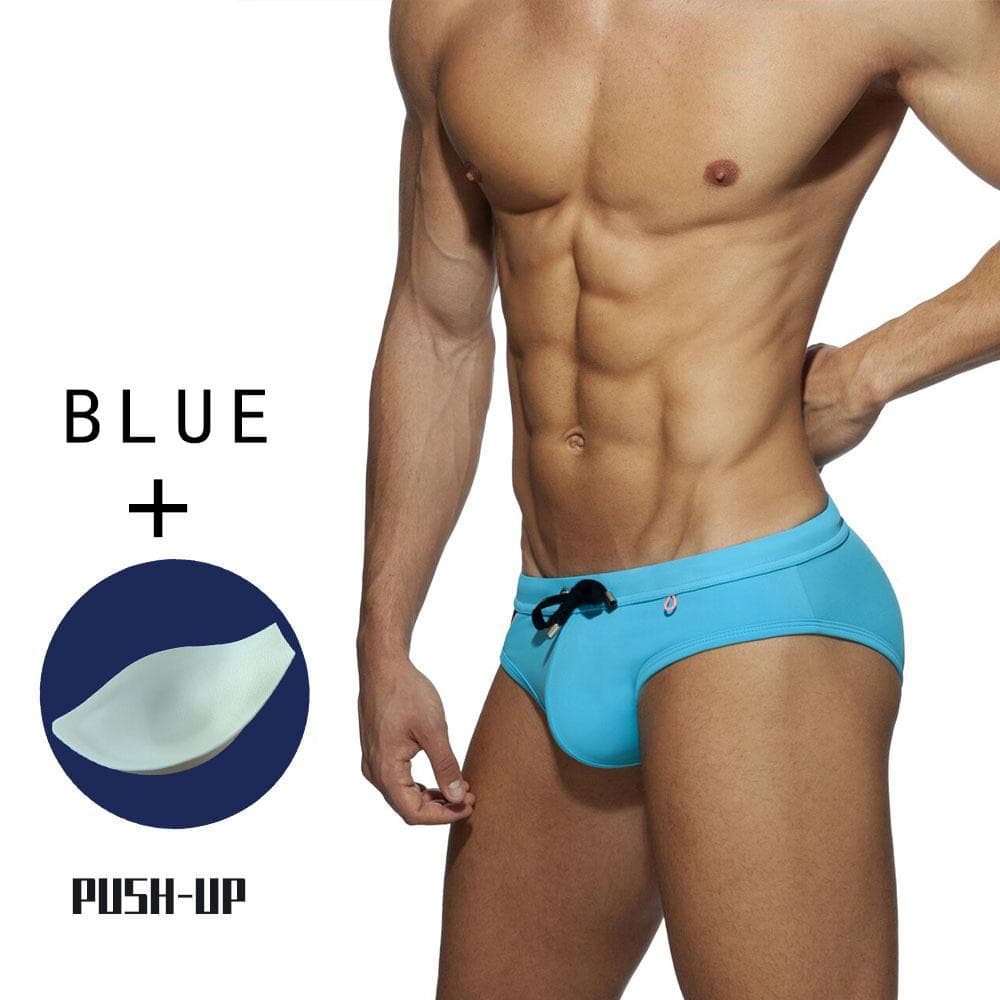 Men Color Block Swiming Brief Beach Wear UXH XL blue