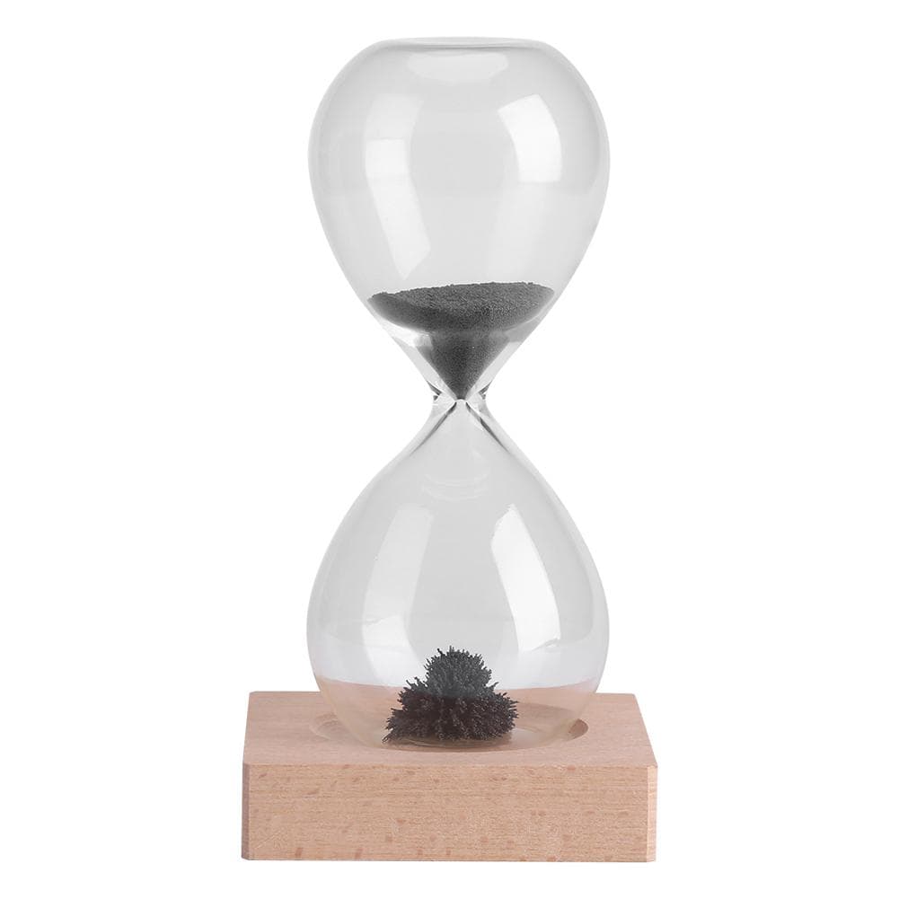Magnetic Sand Timer Hourglass Toy Home Office Desktop Decoration Dispaly with Wooden Base